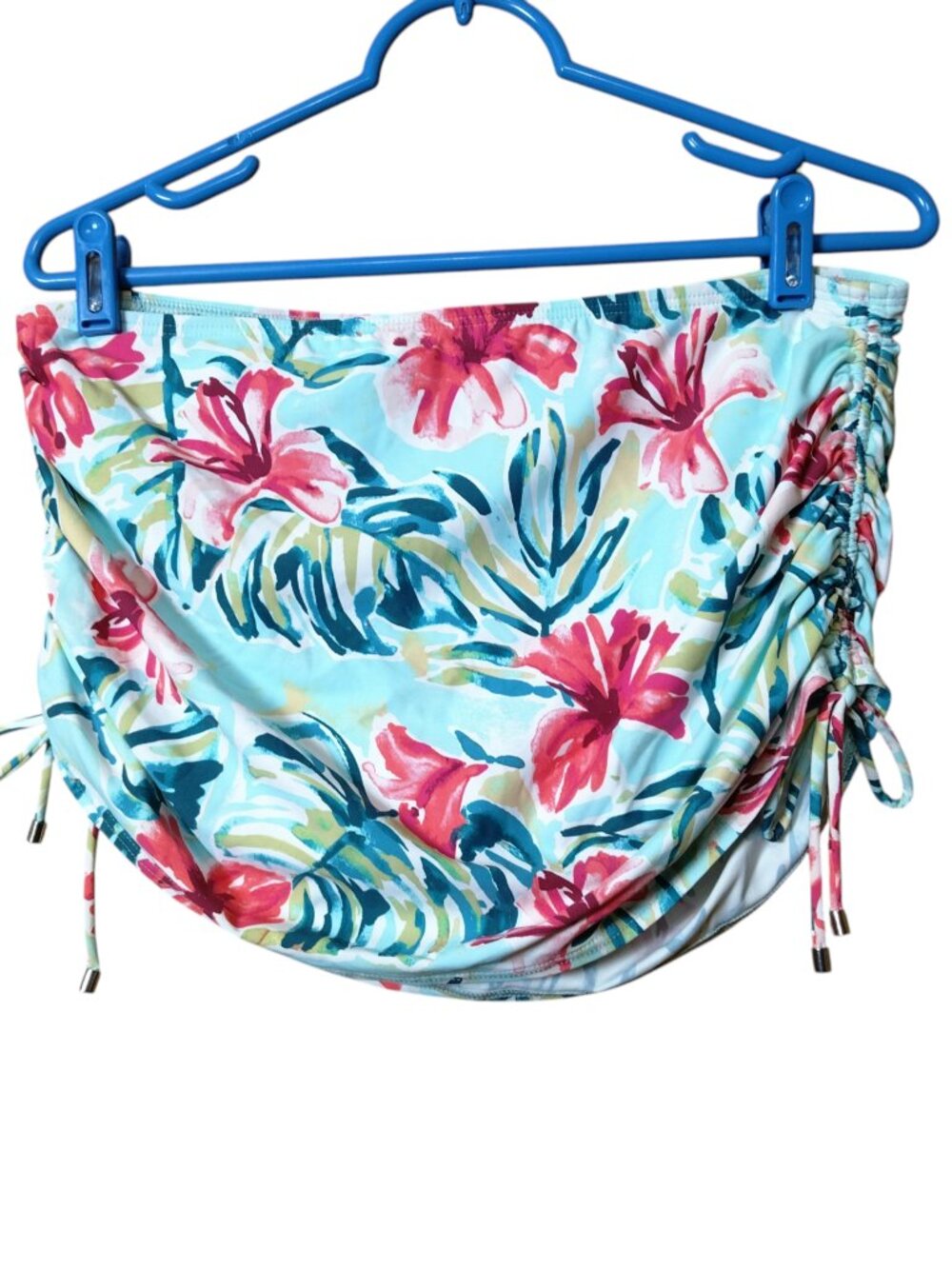 BIRDSONG Floral Skirted Bikini Bottom Size Large Ties Stretch Tropical Swim